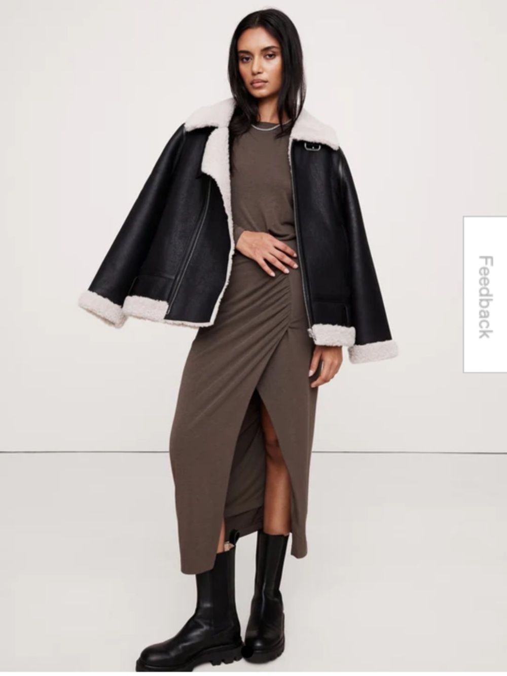 NWT Banana Republic Luxe Wool-Blend Maxi Skirt Sycamore Brown - Small
